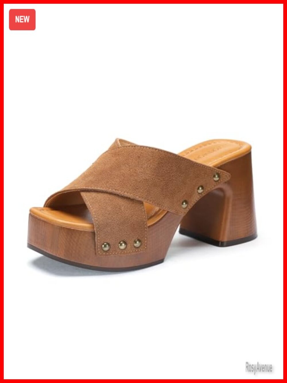 Women's Platform Chunky Sandals Square Open Toe Block Heels Studded Slip On